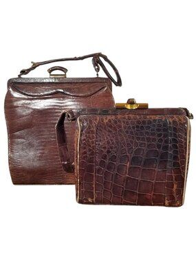 Lizard & Alligator Purses 40s-50s For Display, Costumes, or Use w/Strap Repair